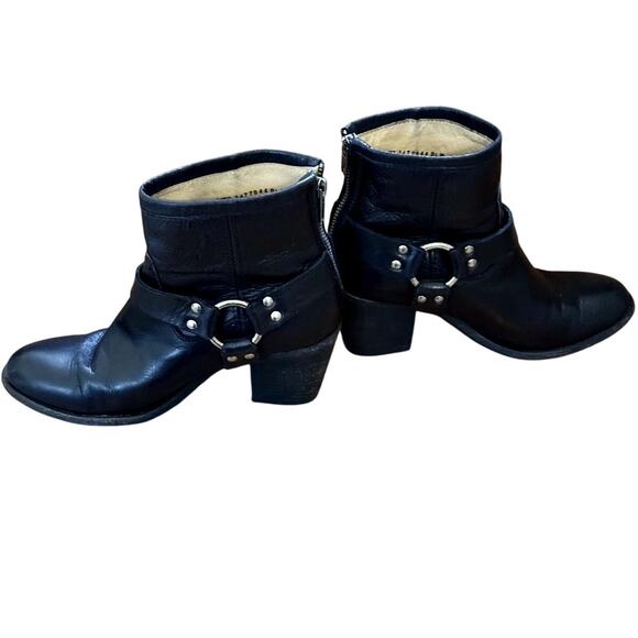Frye Black Leather Harness Ankle Boots Women’s 6.5B Western Biker - Picture 6 of 9